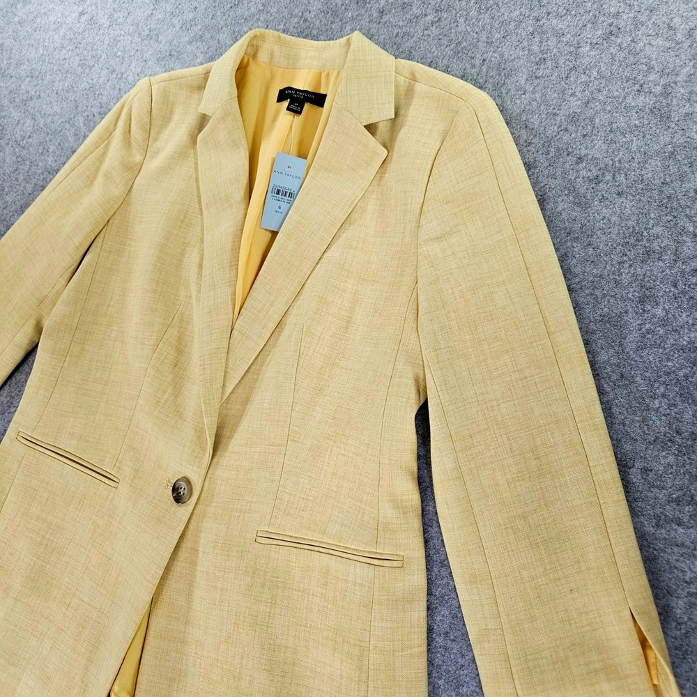 Ann Taylor Petite Yellow Textured One Button Blazer Jacket Size 6P New